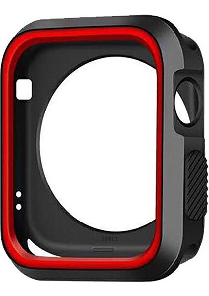 Apple Watch Uyumlu 7 45MM Armor Silikon Kılıf - Siyah-Kırmızı KN06