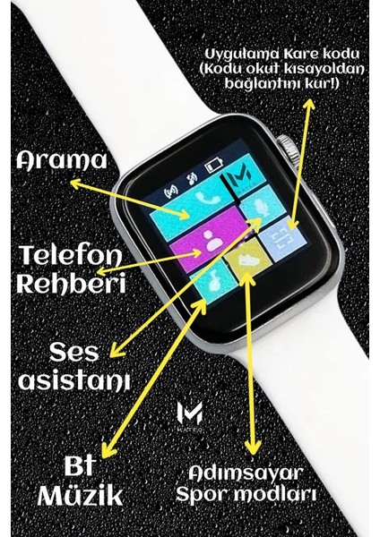 Akıllı Saat L800 Dokunmatik Ekran Bluetooth ve Yan Ekran Tuşlu Çok Özellikli (Siyah)