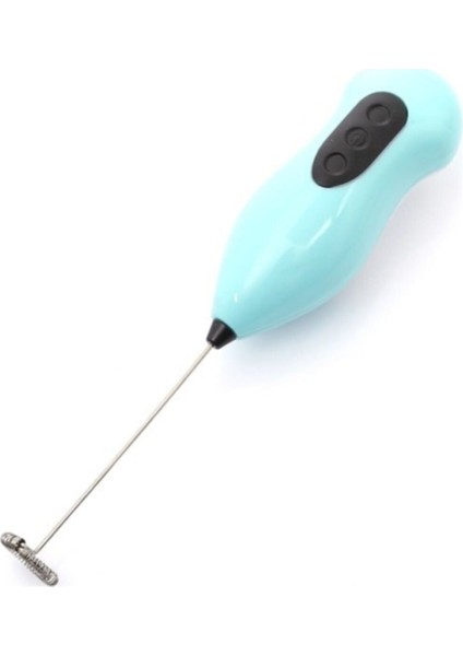 Pilli Mini Mixer Kahve Süt Köpürtücü Karıştırıcı Cappuccino Mixer Mavi