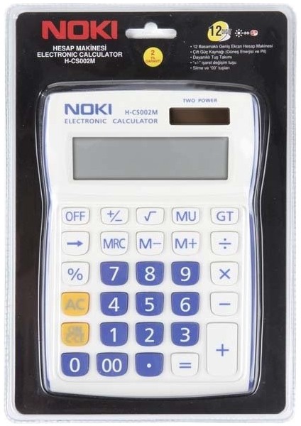 H -CS002M Hesap Makinesi 12 Hane Mavi