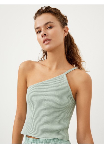Pamuklu Slim Fit Tek Omuz Askılı Triko Atlet