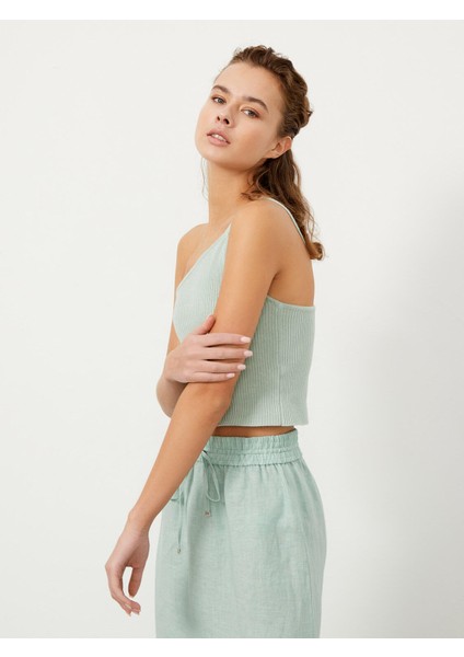 Pamuklu Slim Fit Tek Omuz Askılı Triko Atlet