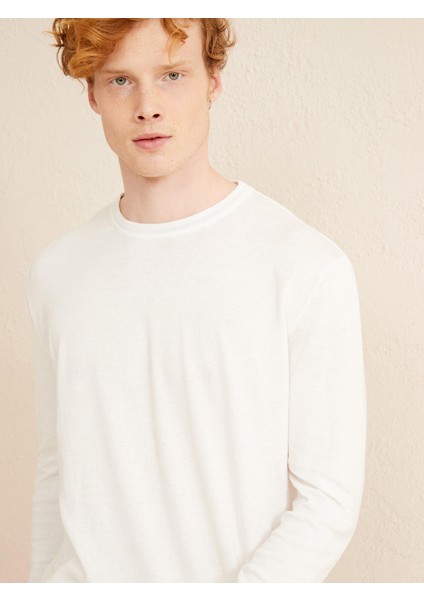 Bisiklet Yaka Pamuk Regular Fit Basic Kazak