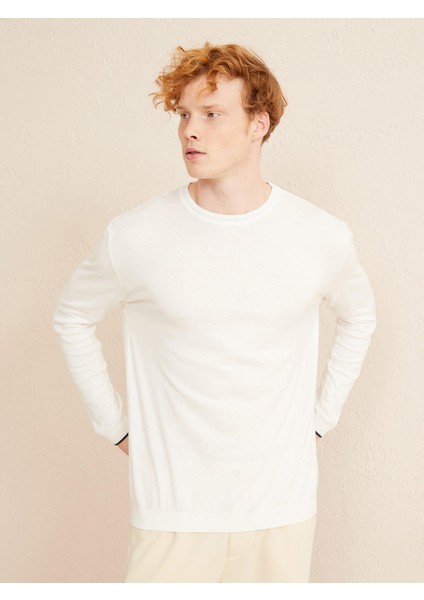 Bisiklet Yaka Pamuk Regular Fit Basic Kazak
