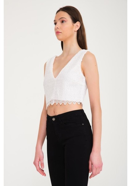 Güpürlü Crop Top