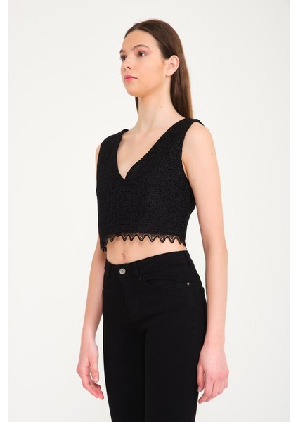 Güpürlü Crop Top