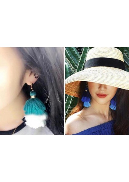 2x6 Adet Renkli Katmanlı Püskül Charms Küpe Jewellry (Yurt Dışından) modelleri