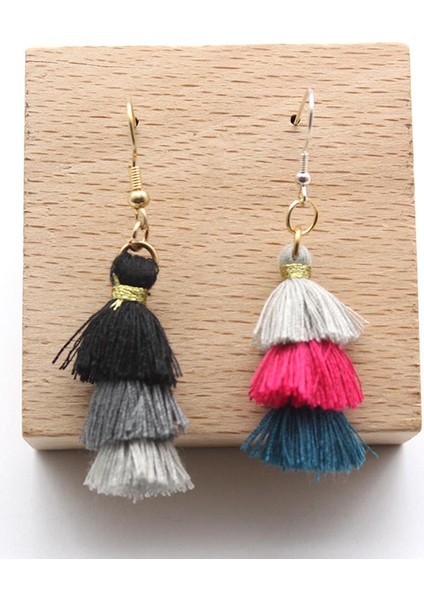 2x6 Adet Renkli Katmanlı Püskül Charms Küpe Jewellry (Yurt Dışından) fırsatları