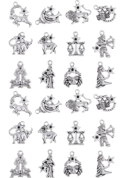 2x 24 Adet Gümüş Takımyıldızlar Charms Kolye Dıy Bilezik Zinciri Için (Yurt Dışından)