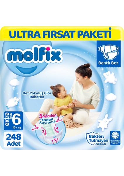 Bebek Bezi 6 Beden Ultra Fırsat Paketi 62X4 248 Adet