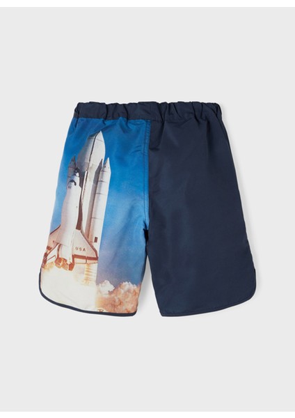 Name İt 13199850 Hızlı Kuruma ÖzellikliAntibakteriyel Baskılı Lacivert Erkek Çocuk Şort Mayo