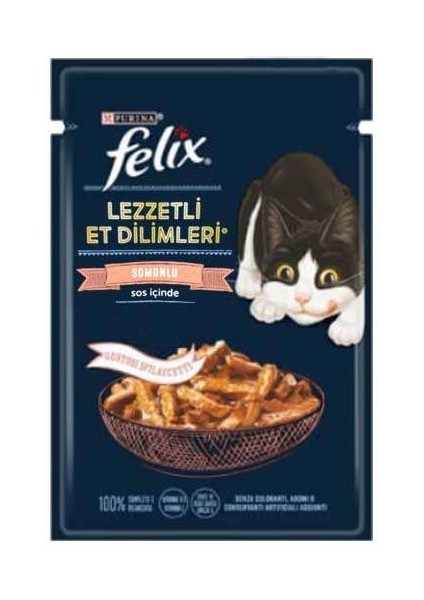 Pouch Tasty Shreds Somonlu Lezzetli Et Dilimleri Yaş Kedi Maması 80 gr