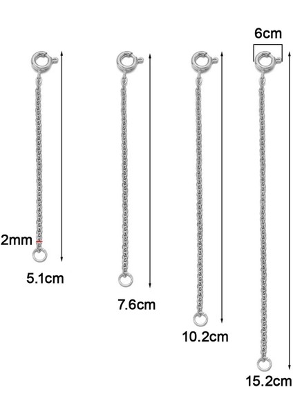 Dıy Takı Için Istakoz Tokaları ile Genişletilmiş Uzatma Zinciri Bulgular Gümüş 4 Parça (Yurt Dışından)
