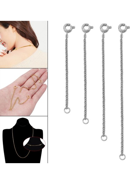 Dıy Takı Için Istakoz Tokaları ile Genişletilmiş Uzatma Zinciri Bulgular Gümüş 4 Parça (Yurt Dışından)
