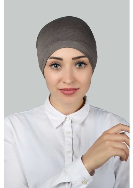 Al-Tobeh Hazır Pratik Geçmeli Lastikli Tesettür Bone - Koyu Vizon