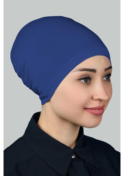 Hazır Pratik Geçmeli Lastikli Tesettür Bone - Açık Kot