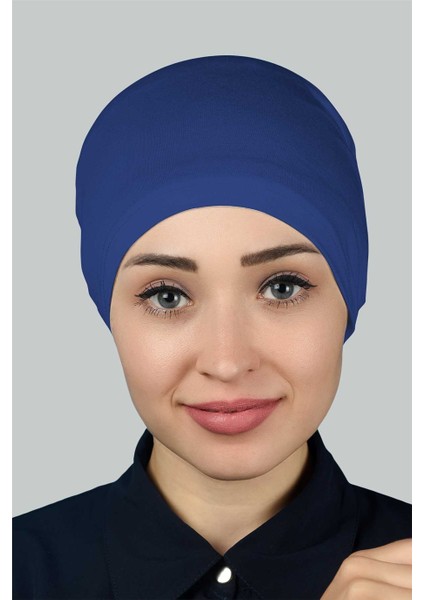 Hazır Pratik Geçmeli Lastikli Tesettür Bone - Açık Kot