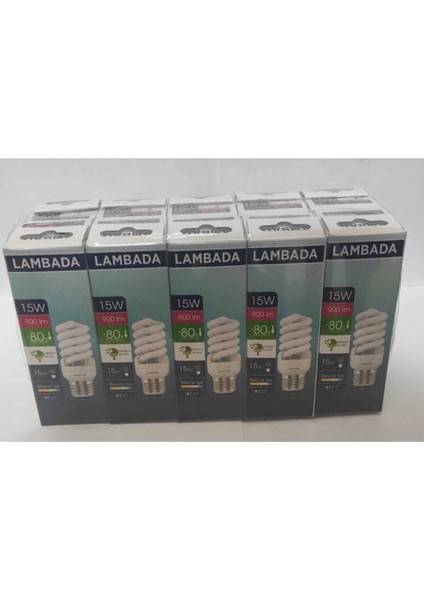 Tasarruf Ampulü Spi̇ral  15W Beyaz Işik E27 ( lambada)10 Adet Paketli̇