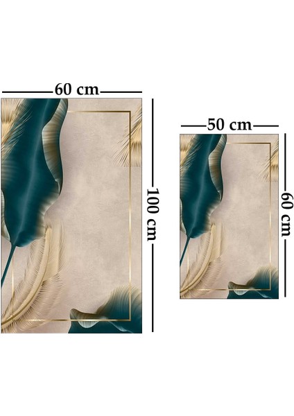 2'li Yıkanabilir Antibakteriyel Kaymaz Tabanlı Banyo Takımı 50X60CM - 60X100CM