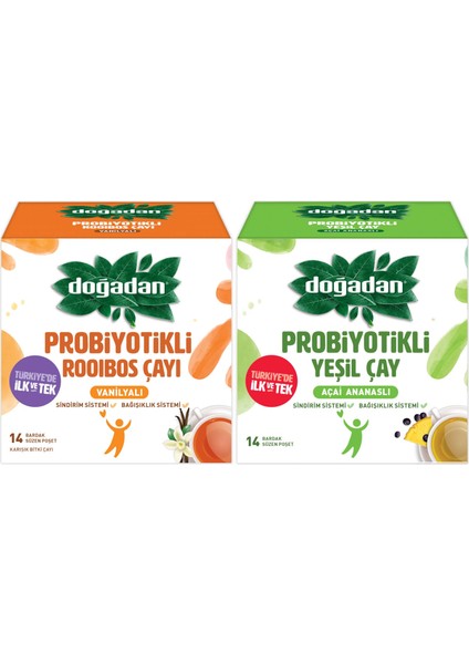 Probiyotikli Yeşil Çay Açai Ananas 14'lü + Rooibos Vanilya 14'lü fiyatları