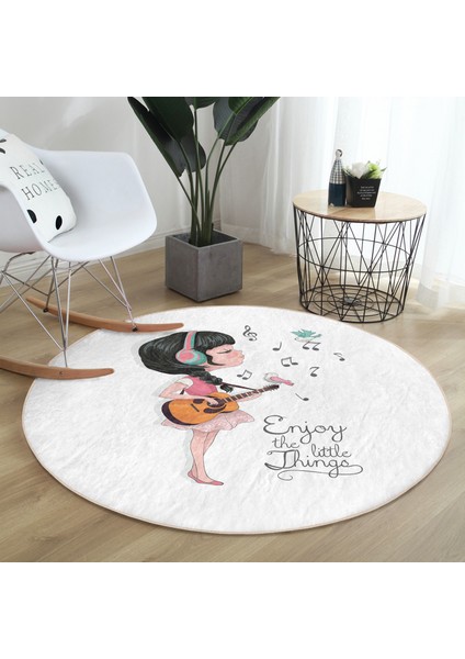 Fashion Pop Art Tasarımlı Dijital Baskılı Modern Krem Çocuk Ve Genç Odası Yıkanabilir Kaymaz Tabanlı Yuvarlak Halı fırsatları
