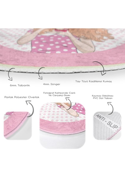 Fashion Girl Dijital Baskılı Modern Pembe Çocuk Ve Genç Odası Yıkanabilir Kaymaz Tabanlı Yuvarlak Halı indirimleri