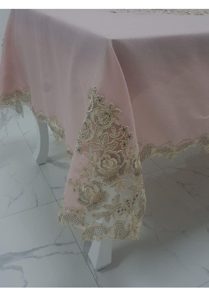 Henna Lüx Dantelli Simli Keten Kumaş Pudra Masa Örtüsü Dikdörtgen 160x230 cm - 1146 fırsatları