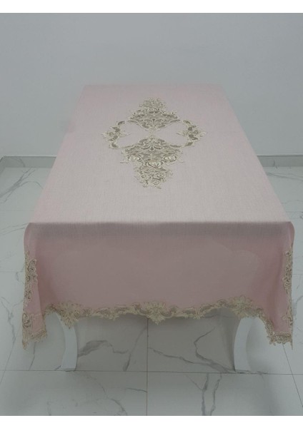 Henna Lüx Dantelli Simli Keten Kumaş Pudra Masa Örtüsü Dikdörtgen 160x230 cm - 1146 indirimleri
