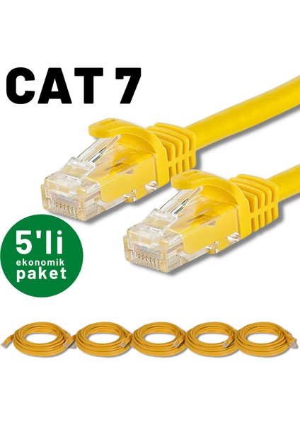 5 Adet Cat7 Kablo Ethernet Network Internet Lan Kablosu