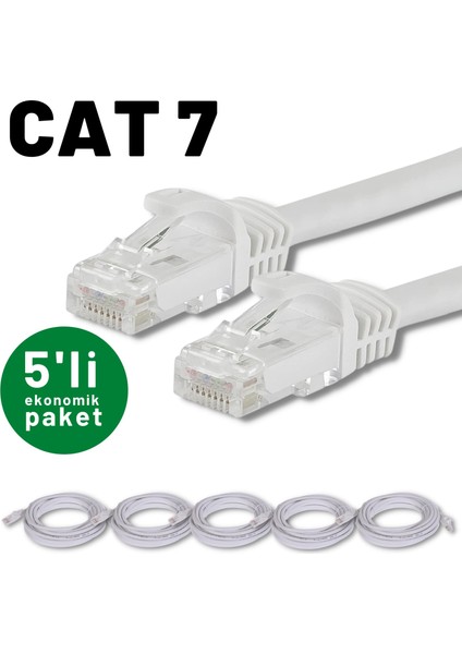 5 Adet Cat7 Kablo Ethernet Network Internet Lan Kablosu