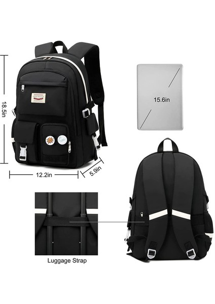 Liveasy Laptop Sırt Çantası 15.6 İnç Okul Çantası Kolej Sırt Çantası - Siyah (Yurt Dışından)