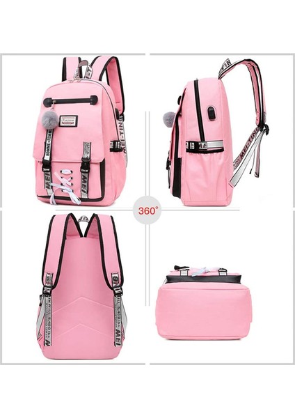 USB Şarj Portlu Öğrenci Sırt Çantası - Siyah (Yurt Dışından) indirimleri