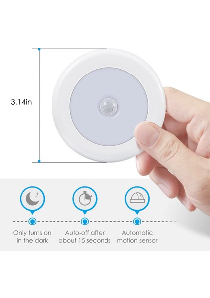 3 Adet LED Işık Bedsides Hareket Sensörü Gece Işık Duvar Banyo Koridor Beyaz Beyaz Işık Için(Yurt Dışından) modelleri