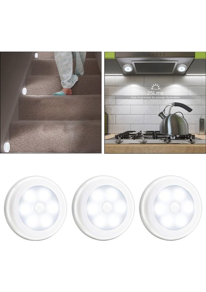 3 Adet LED Işık Bedsides Hareket Sensörü Gece Işık Duvar Banyo Koridor Beyaz Beyaz Işık Için(Yurt Dışından) fırsatları