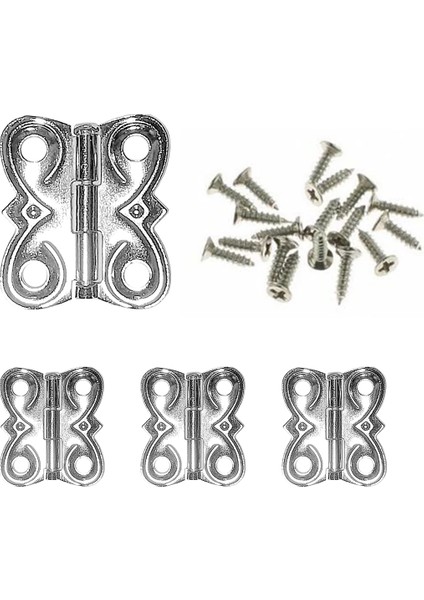 4 Adet Eko Menteşe Nikel ve Vidaları 20x18 mm Kutu ve Sandık Menteşesi Hobi Maket