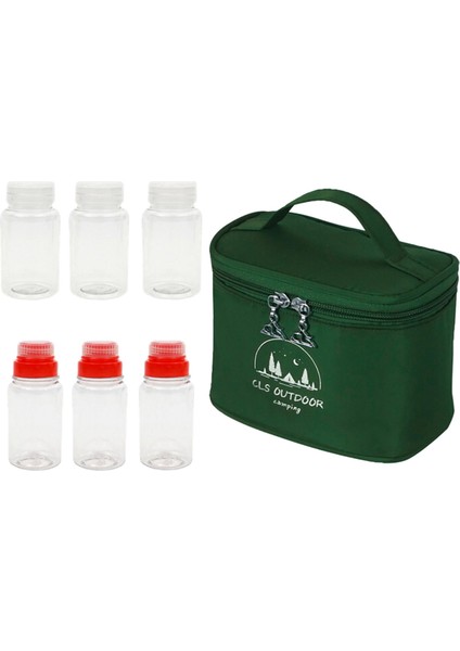 Kamp Baharat Kavanozları Plastik Baharat Tutucu ile Taşıma Çantası Kap Şişeleri Yeşil (Yurt Dışından)
