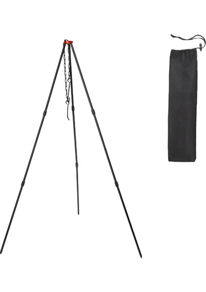 Açık Kamp Tripod Taşınabilir Pişirme Kamp Ateşi Pot Piknik Dayanıklı Siyah (Yurt Dışından)