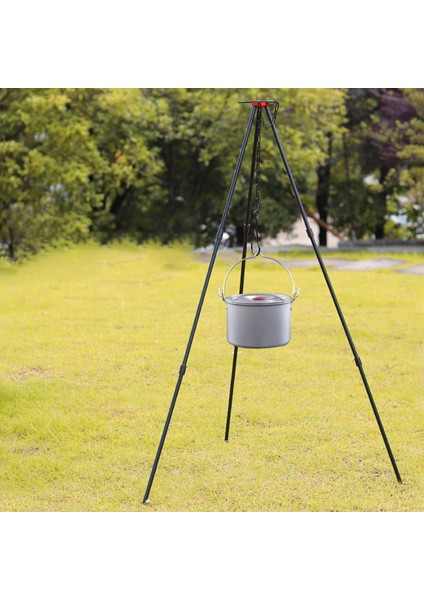 Açık Kamp Tripod Taşınabilir Pişirme Kamp Ateşi Pot Piknik Dayanıklı Siyah (Yurt Dışından) modelleri
