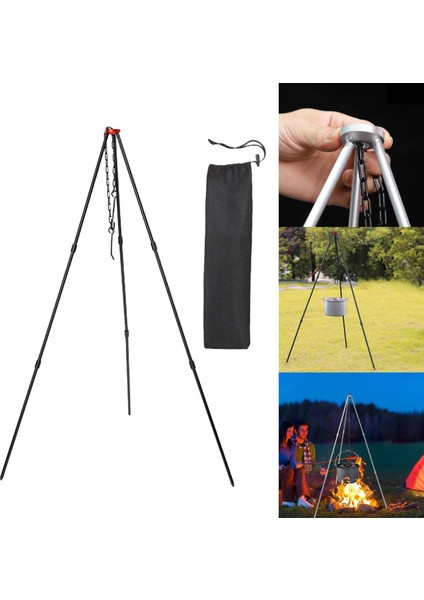 Açık Kamp Tripod Taşınabilir Pişirme Kamp Ateşi Pot Piknik Dayanıklı Siyah (Yurt Dışından) indirimleri