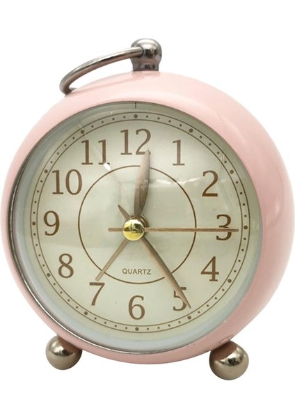 Retro Küçük Çalar Saat Mekanik Dilsiz Başucu Yumuşak Gece Lambası Çalar Saat Pembe (Yurt Dışından)