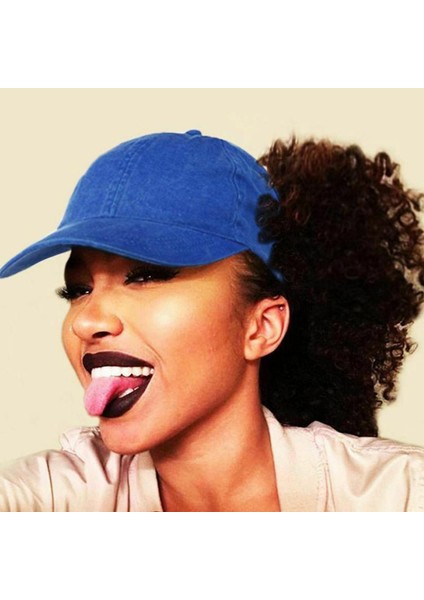 At Kuyruğu Beyzbol Şapkası Kadın Dağınık Yüksek Topuz Tenis Şapka Ayarlanabilir Snapback Kraliyet Mavi indirimleri