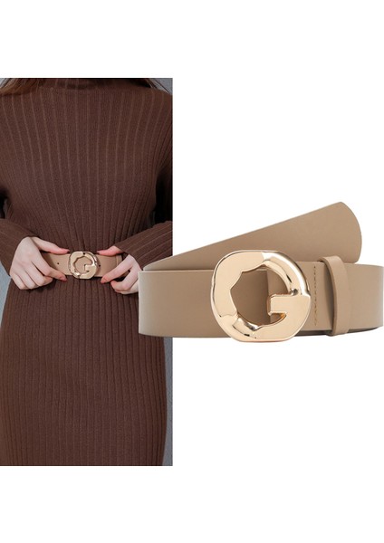 Vintage Stil Bel Kemer Kemer T Shirt Elbiseler Için Kemer Altın Alaşım Toka Khaki fiyatları