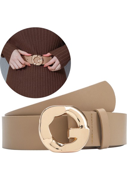 Vintage Stil Bel Kemer Kemer T Shirt Elbiseler Için Kemer Altın Alaşım Toka Khaki fırsatları