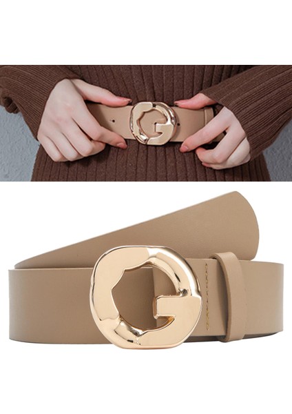 Vintage Stil Bel Kemer Kemer T Shirt Elbiseler Için Kemer Altın Alaşım Toka Khaki indirimleri