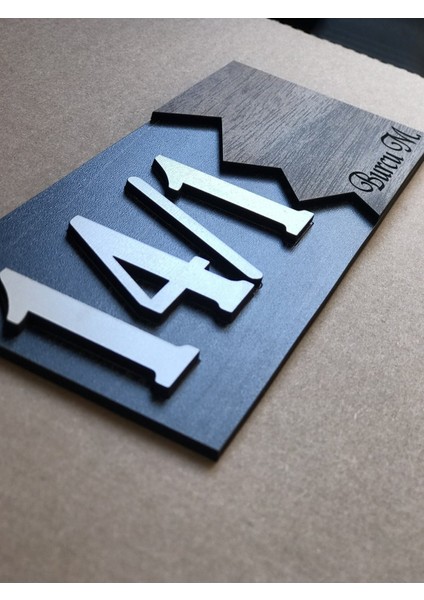 Amorf Design Dekoratif Ahşap Isimli Kapı Numarası
