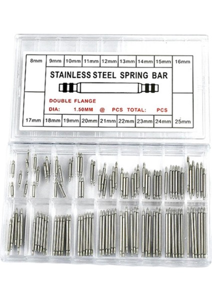 144X Paslanmaz Çelik Saat Kayış Bağlantı Pimleri 8-25MM Onarım Kiti 18 Boyutlar (Yurt Dşından)