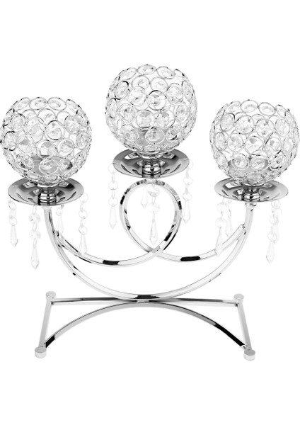 Kristal Mumluklar Düğün Masa Centerpieces 3 Arms Candelabra Gümüş (Yurt Dışından)