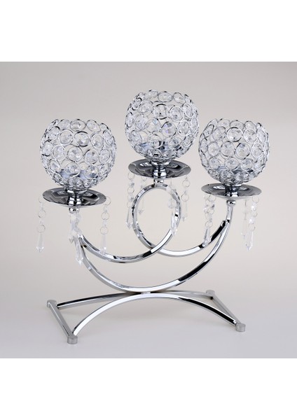 Kristal Mumluklar Düğün Masa Centerpieces 3 Arms Candelabra Gümüş (Yurt Dışından)