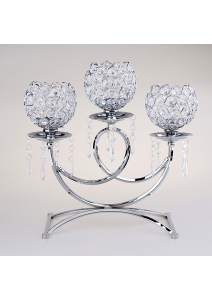 Kristal Mumluklar Düğün Masa Centerpieces 3 Arms Candelabra Gümüş (Yurt Dışından)