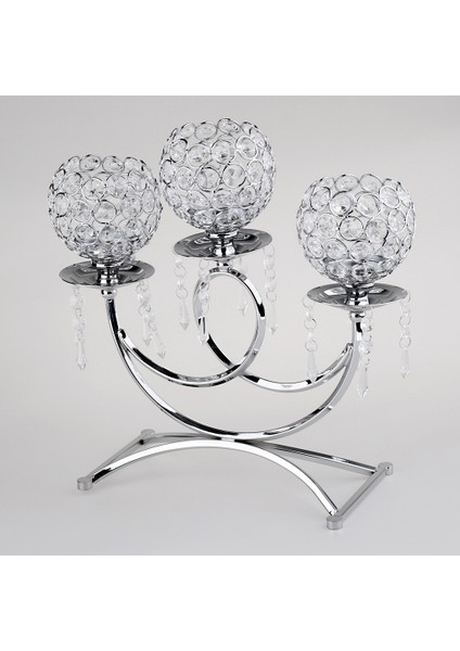 Kristal Mumluklar Düğün Masa Centerpieces 3 Arms Candelabra Gümüş (Yurt Dışından)